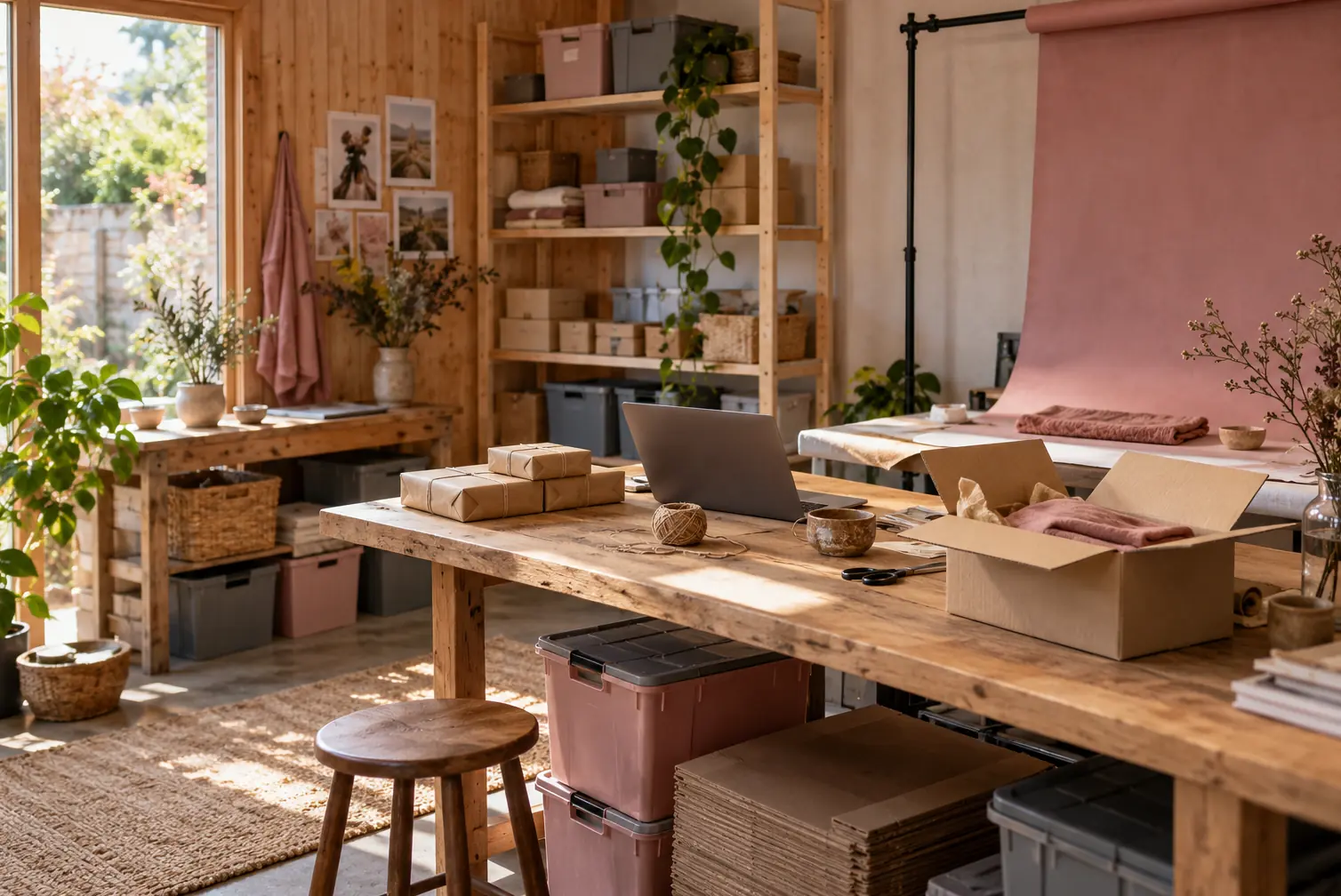 Illustration of online retail businesses and their working space